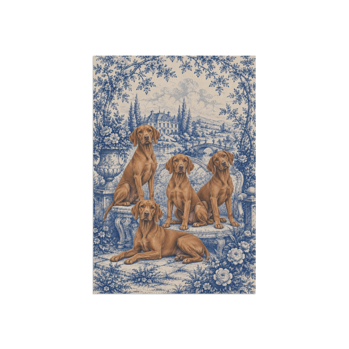 Vizsla Garden Flag, Blue Toile Dog Yard Decor, Vizsla Mom Gift, Garden Banner