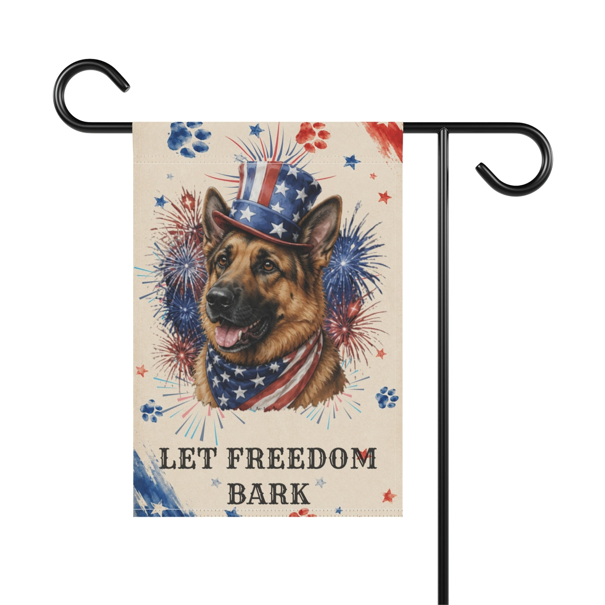 Patriotic German Shepherd Garden Flag, Let Freedom Bark