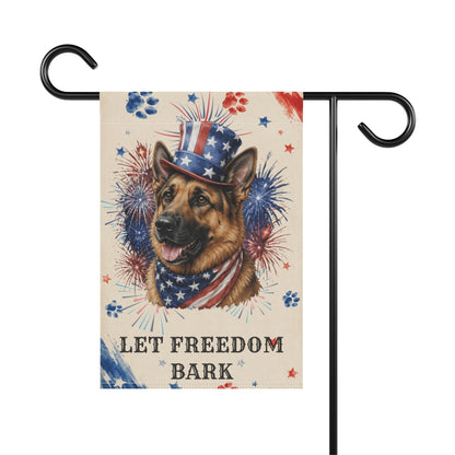 Patriotic German Shepherd Garden Flag, Let Freedom Bark