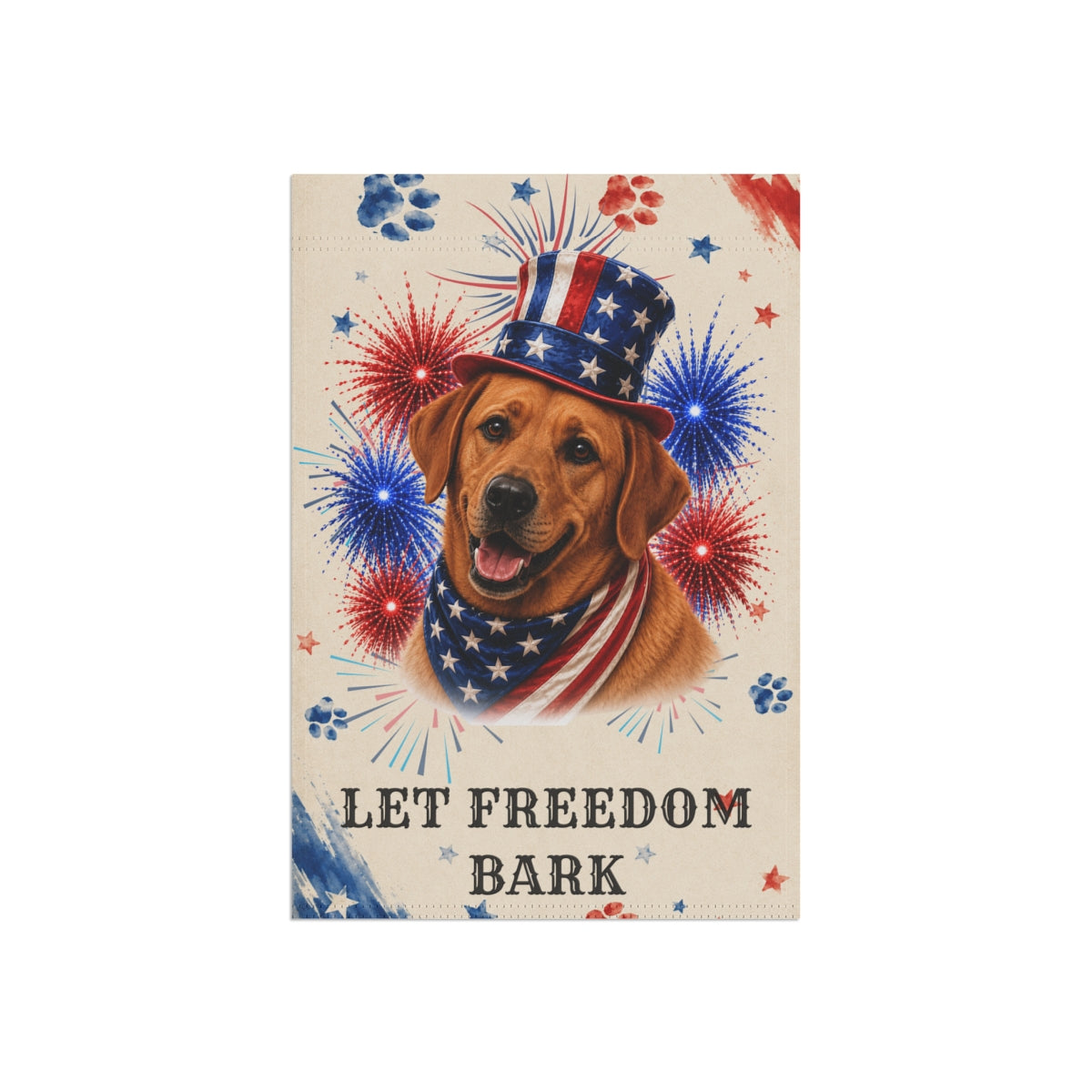 Patriotic Fox Red Lab Garden Flag, Let Freedom Bark