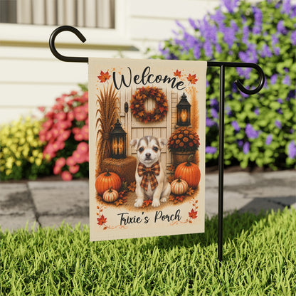 Personalized Fall Garden Flag with Pet Photo, Custom Welcome Yard Flag, Farmhouse Autumn Porch Decor