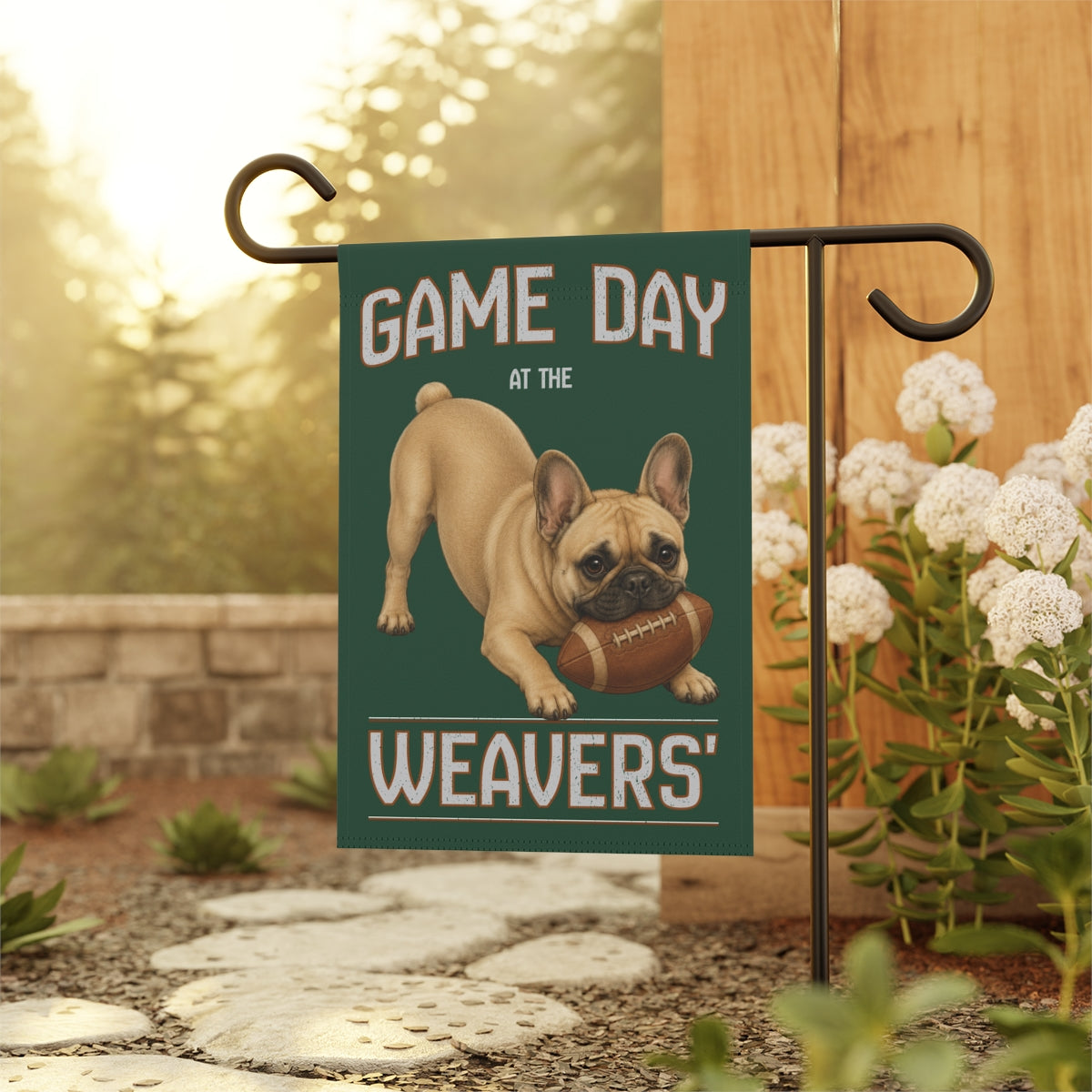 Personalized French Bulldog Garden Flag, Game Day Football Yard Decor Gift