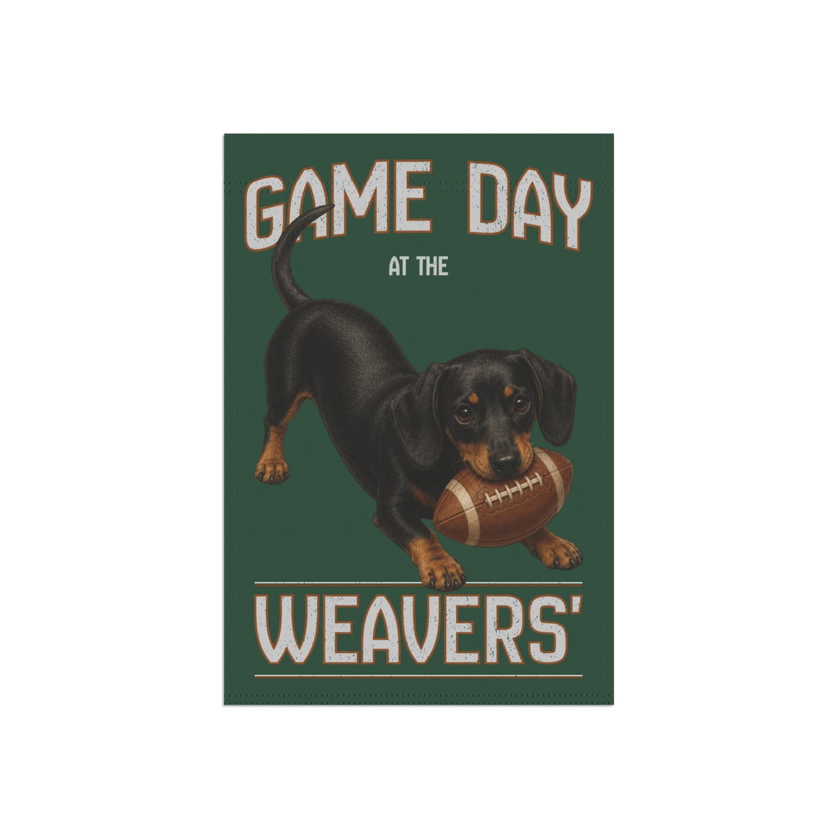 Personalized Black & Tan Dachshund Garden Flag, Game Day Football Yard Decor Gift