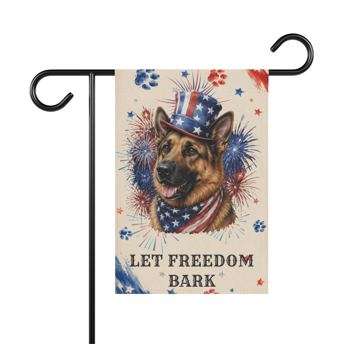 Patriotic German Shepherd Garden Flag, Let Freedom Bark