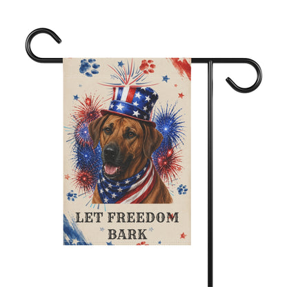 Patriotic Rhodesian Ridgeback Garden Flag, Let Freedom Bark