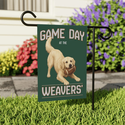 Personalized English Cream Golden Retriever Garden Flag, Game Day Football Yard Decor Gift