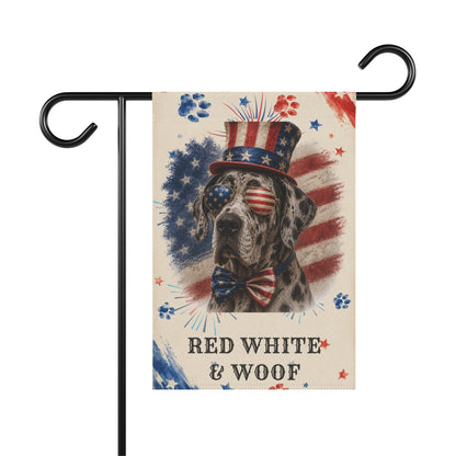 Patriotic Great Dane Garden Flag, Red White and Woof