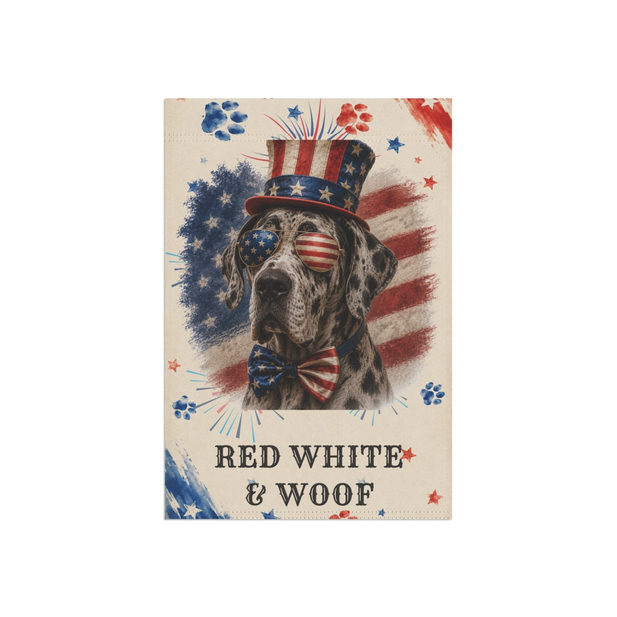 Patriotic Great Dane Garden Flag, Red White and Woof