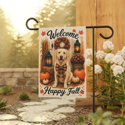 Yellow Lab Welcome Fall Garden Flag, Autumn Labrador Porch Decor, Yellow Labrador Gift