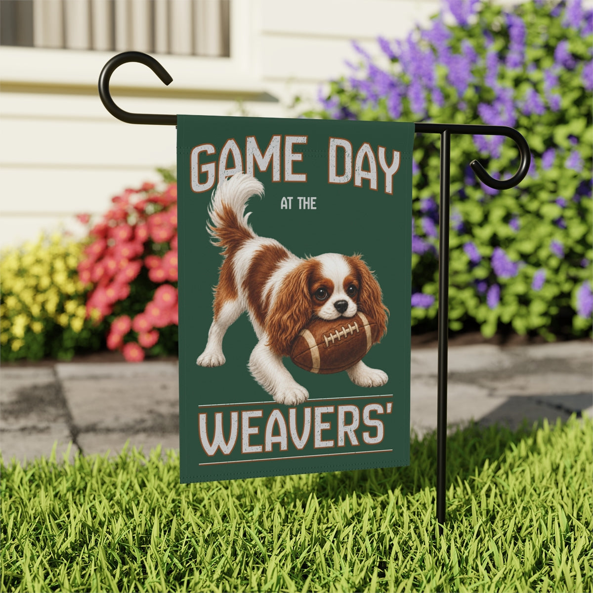 Personalized Blenheim Cavalier Garden Flag, Game Day Football Yard Decor Gift
