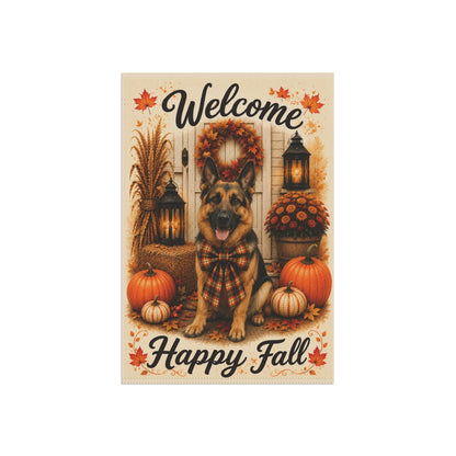 German Shepherd Welcome Fall Garden Flag, Autumn GSD Porch Decor, German Shepherd Gift