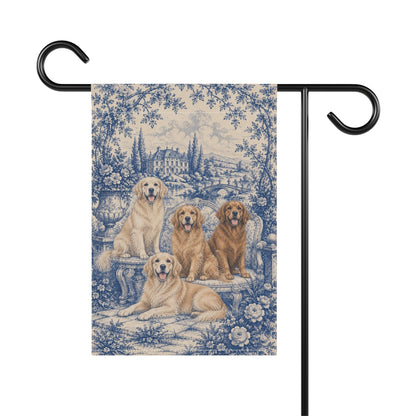 Golden Retriever Garden Flag, Blue Toile Dog Yard Decor, Golden Mom Gift, Garden Banner