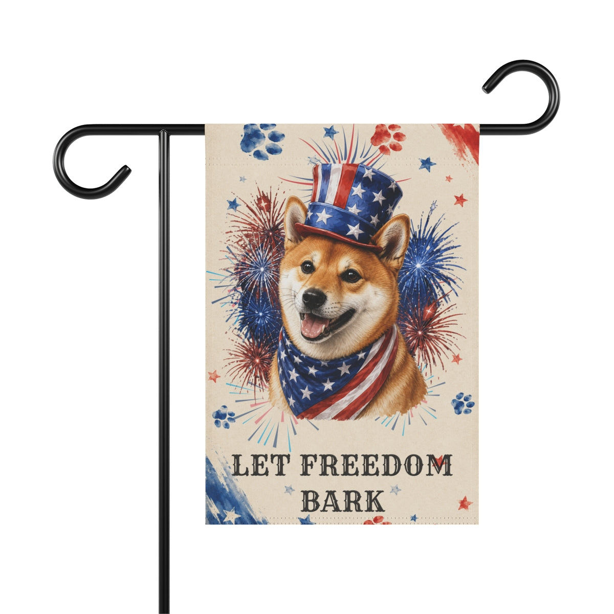 Patriotic Red Shiba Inu Garden Flag, Let Freedom Bark