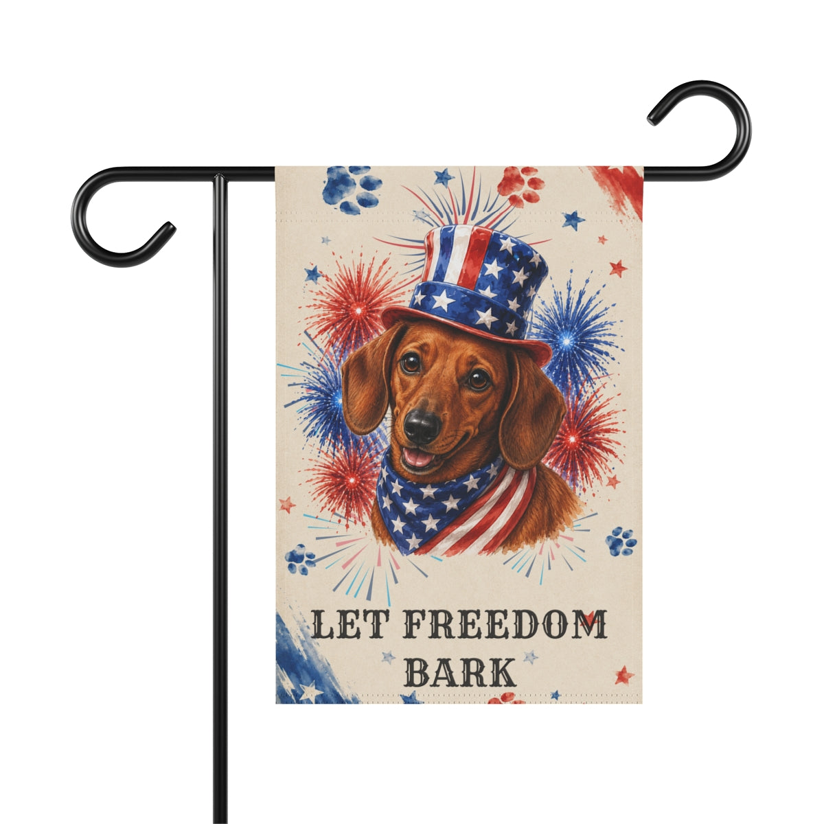 Patriotic Red Dachshund Garden Flag, Let Freedom Bark