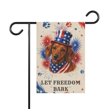 Patriotic Red Dachshund Garden Flag, Let Freedom Bark