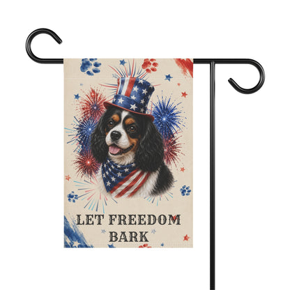 Patriotic Tri Color Cavalier Garden Flag, Let Freedom Bark