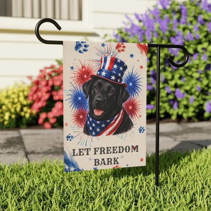 Patriotic Black Lab Garden Flag, Let Freedom Bark