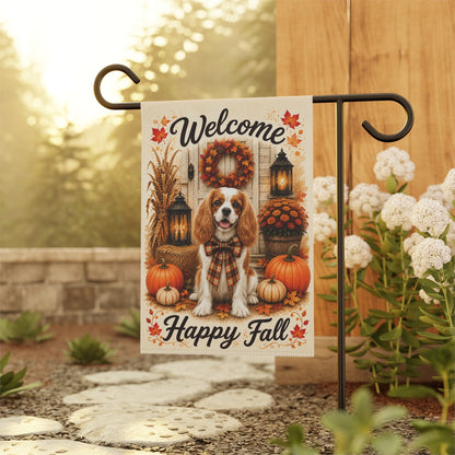 Blenheim Cavalier Welcome Fall Garden Flag, Autumn Dog Porch Decor, Cavalier Gift