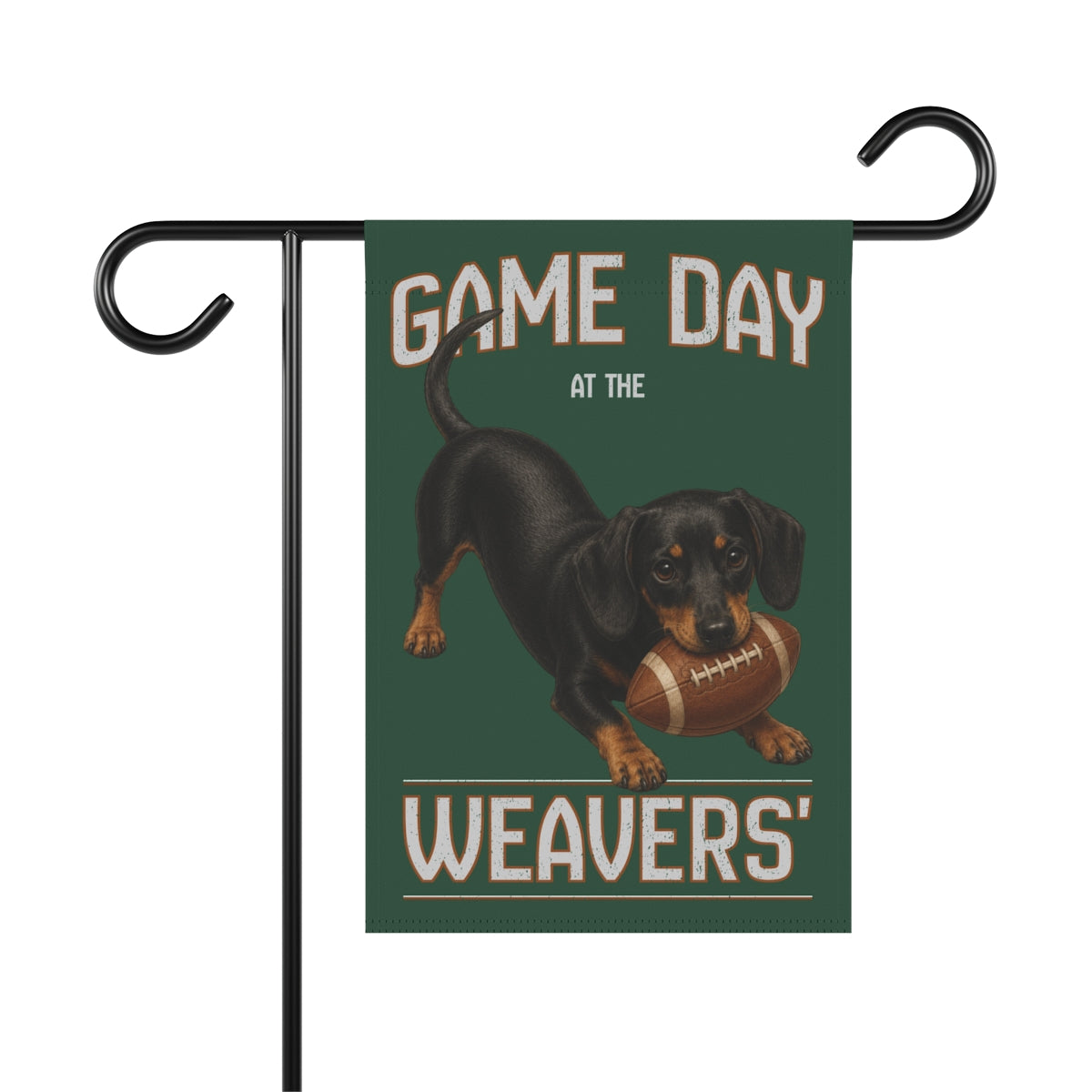 Personalized Black & Tan Dachshund Garden Flag, Game Day Football Yard Decor Gift