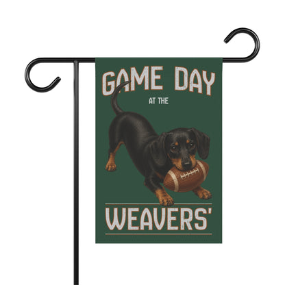 Personalized Black & Tan Dachshund Garden Flag, Game Day Football Yard Decor Gift