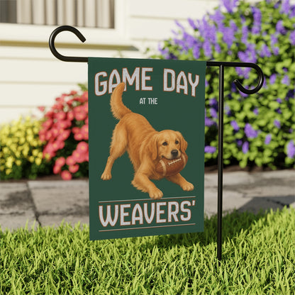 Personalized Golden Retriever Garden Flag, Game Day Football Yard Decor Gift