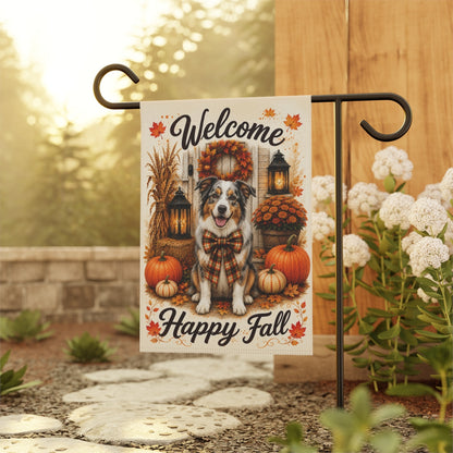 Australian Shepherd Welcome Fall Garden Flag, Autumn Dog Porch Decor, Aussie Lover Gift
