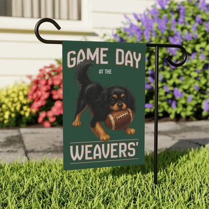 Personalized Black & Tan Cavalier Garden Flag, Game Day Football Yard Decor Gift