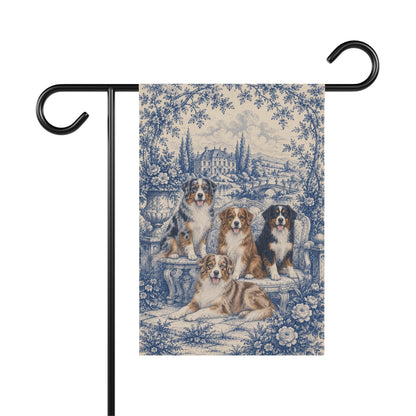 Australian Shepherd Garden Flag, Blue Toile Aussie Yard Decor, Dog Mom Gift