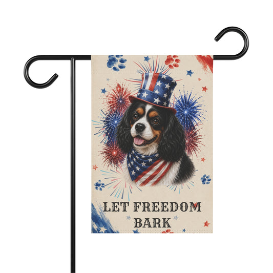 Patriotic Tri Color Cavalier Garden Flag, Let Freedom Bark