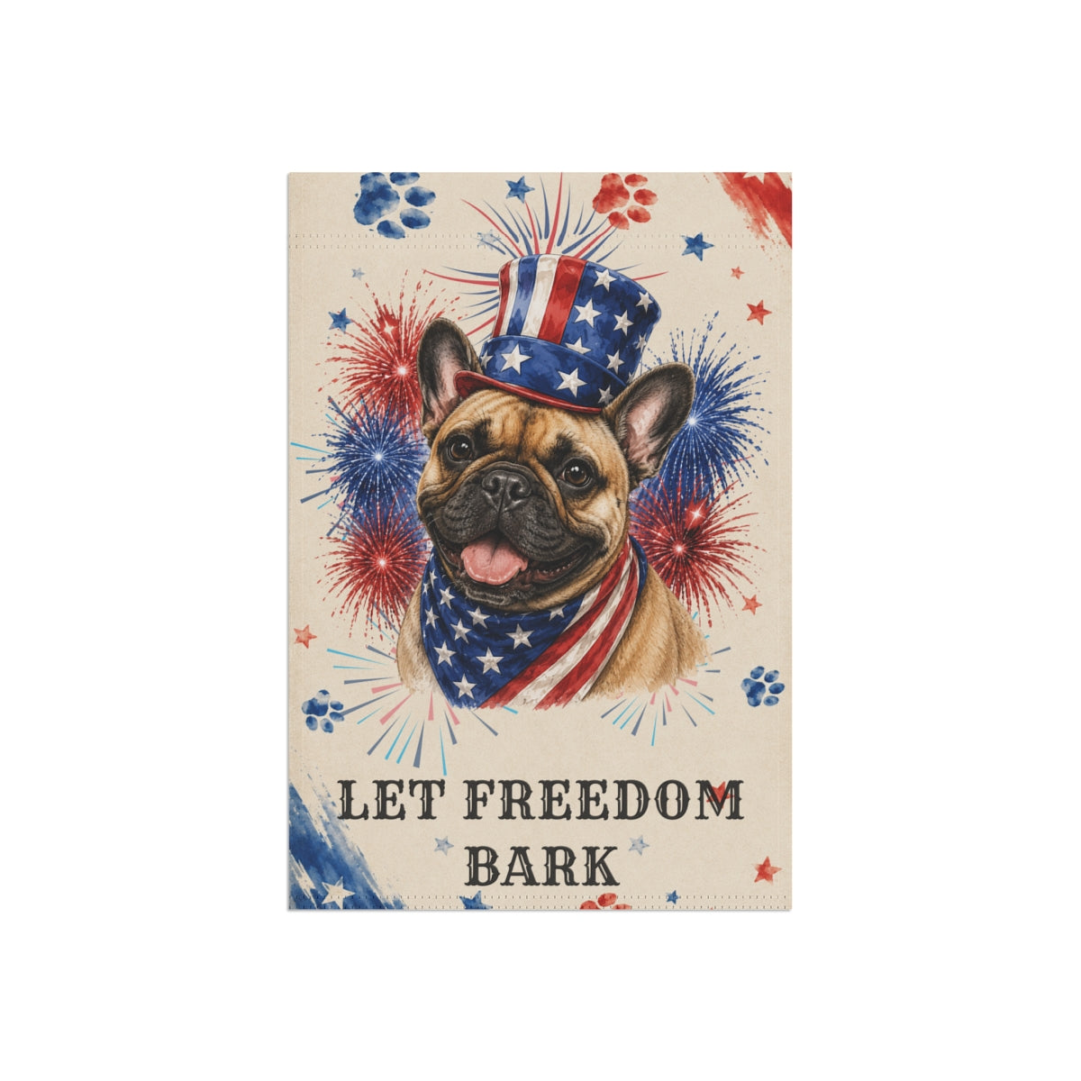 Patriotic French Bulldog Garden Flag, Let Freedom Bark