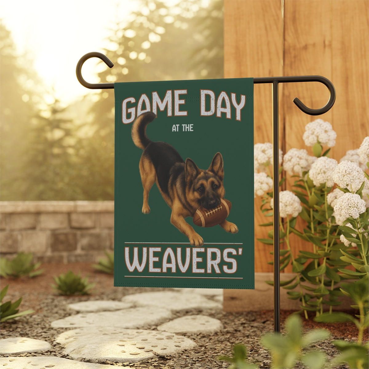 Personalized German Shepherd Garden Flag, Game Day Football Yard Decor Gift