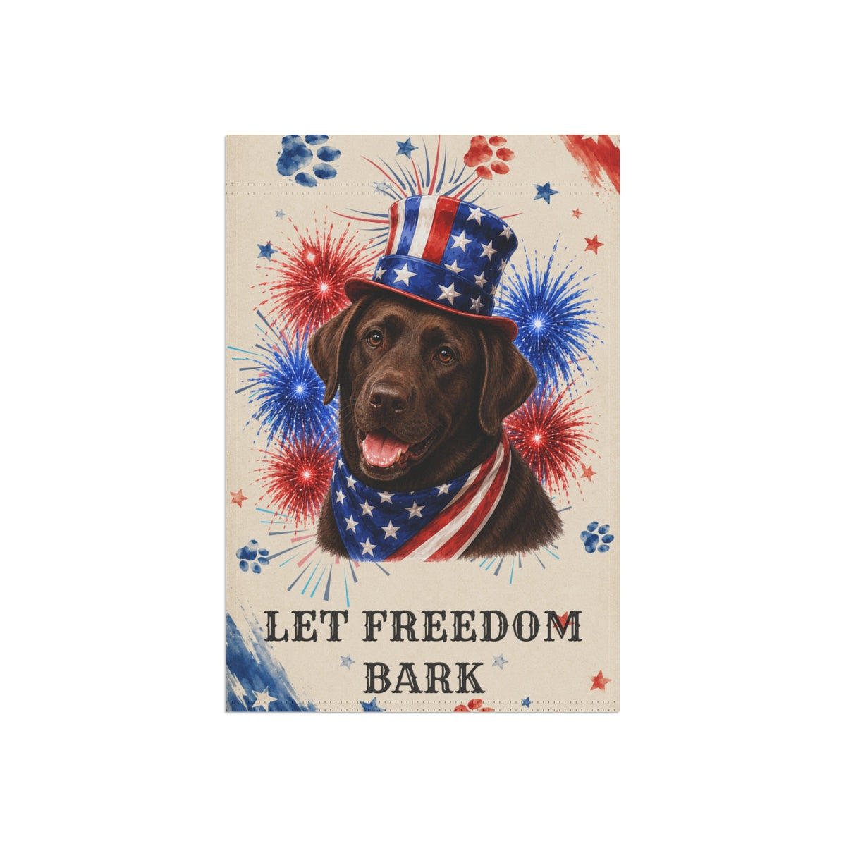 Patriotic Chocolate Lab Garden Flag, Let Freedom Bark