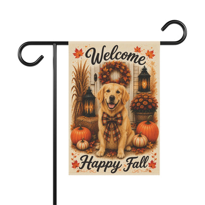 Golden Retriever Welcome Fall Garden Flag, Autumn Dog Porch Decor, Golden Retriever Gift