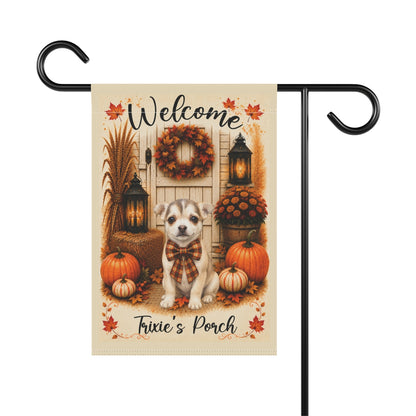 Personalized Fall Garden Flag with Pet Photo, Custom Welcome Yard Flag, Farmhouse Autumn Porch Decor