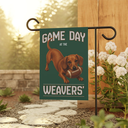 Personalized Red Dachshund Garden Flag, Game Day Football Yard Decor Gift
