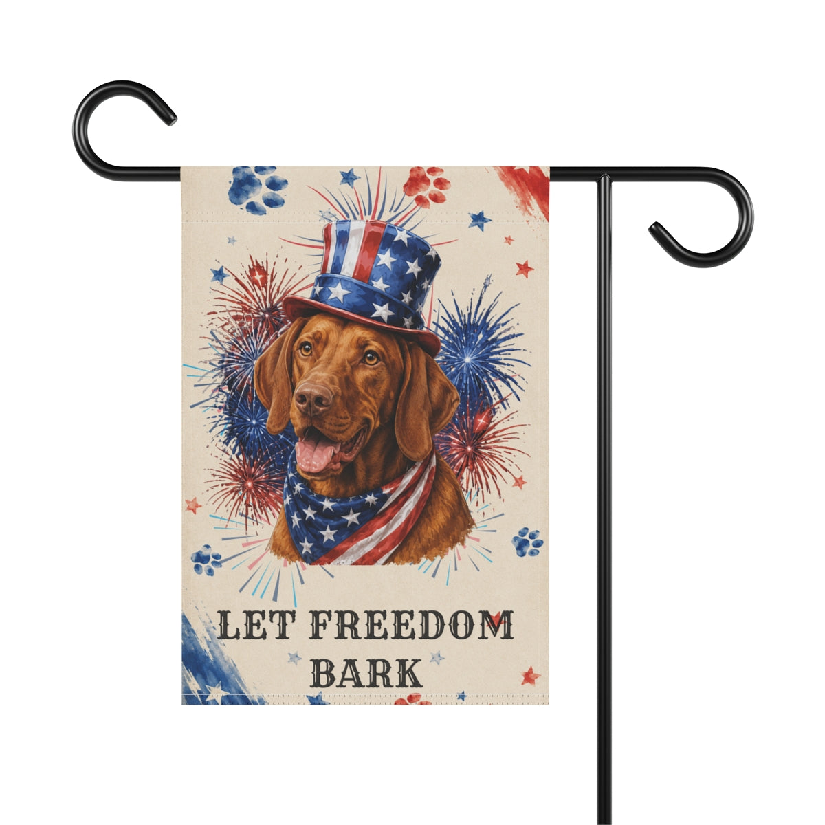 Patriotic Vizsla Garden Flag, Let Freedom Bark