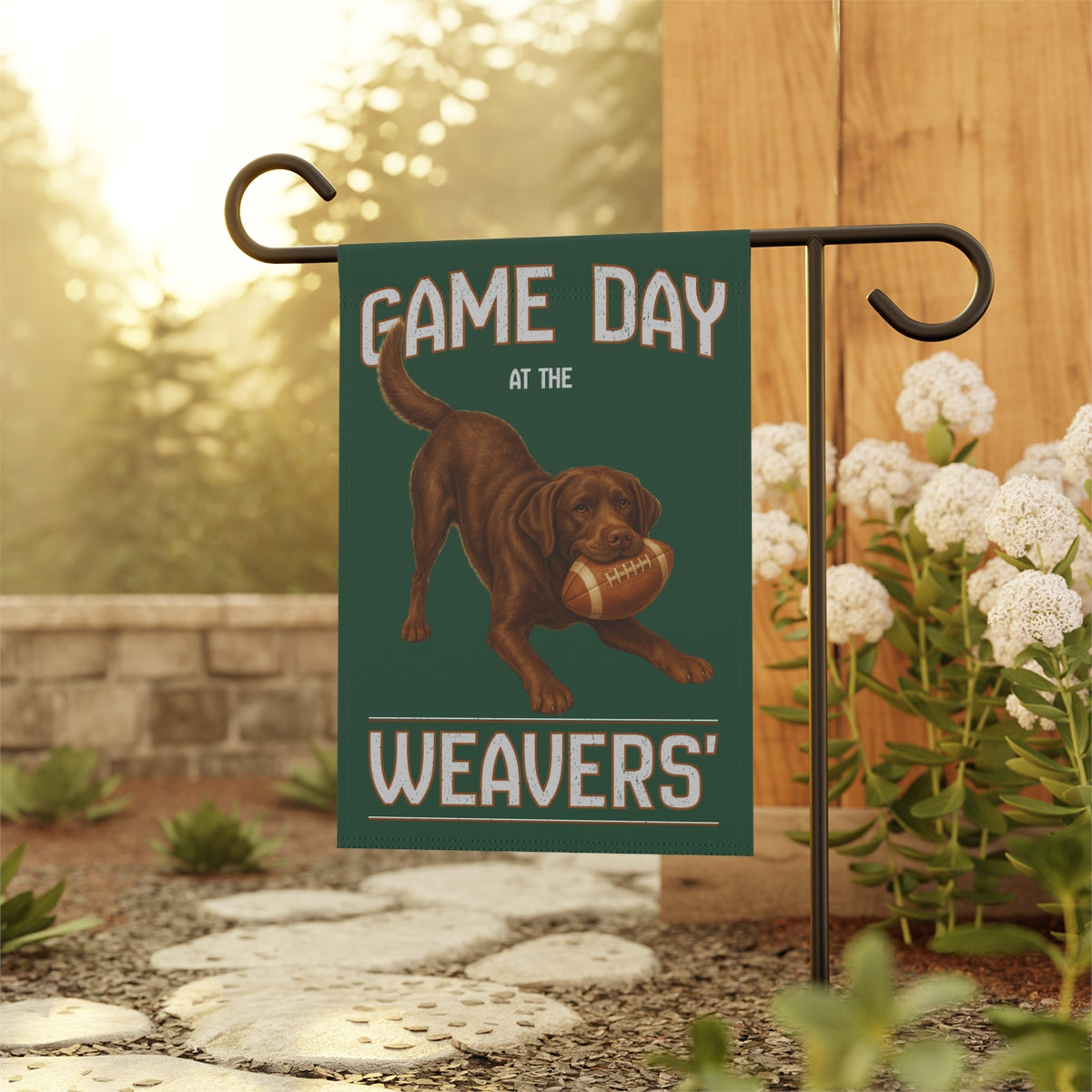 Personalized Chocolate Lab Garden Flag, Game Day Football Yard Decor Gift