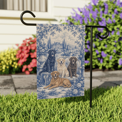 Labrador Retriever Garden Flag, Blue Toile Lab Yard Decor, Lab Mom Gift, Garden Banner