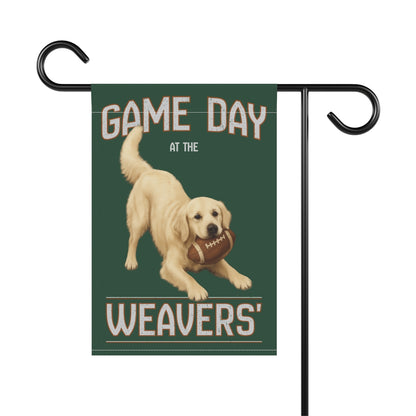Personalized English Cream Golden Retriever Garden Flag, Game Day Football Yard Decor Gift