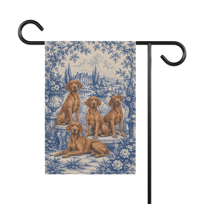 Vizsla Garden Flag, Blue Toile Dog Yard Decor, Vizsla Mom Gift, Garden Banner