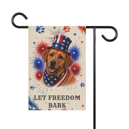 Patriotic Fox Red Lab Garden Flag, Let Freedom Bark