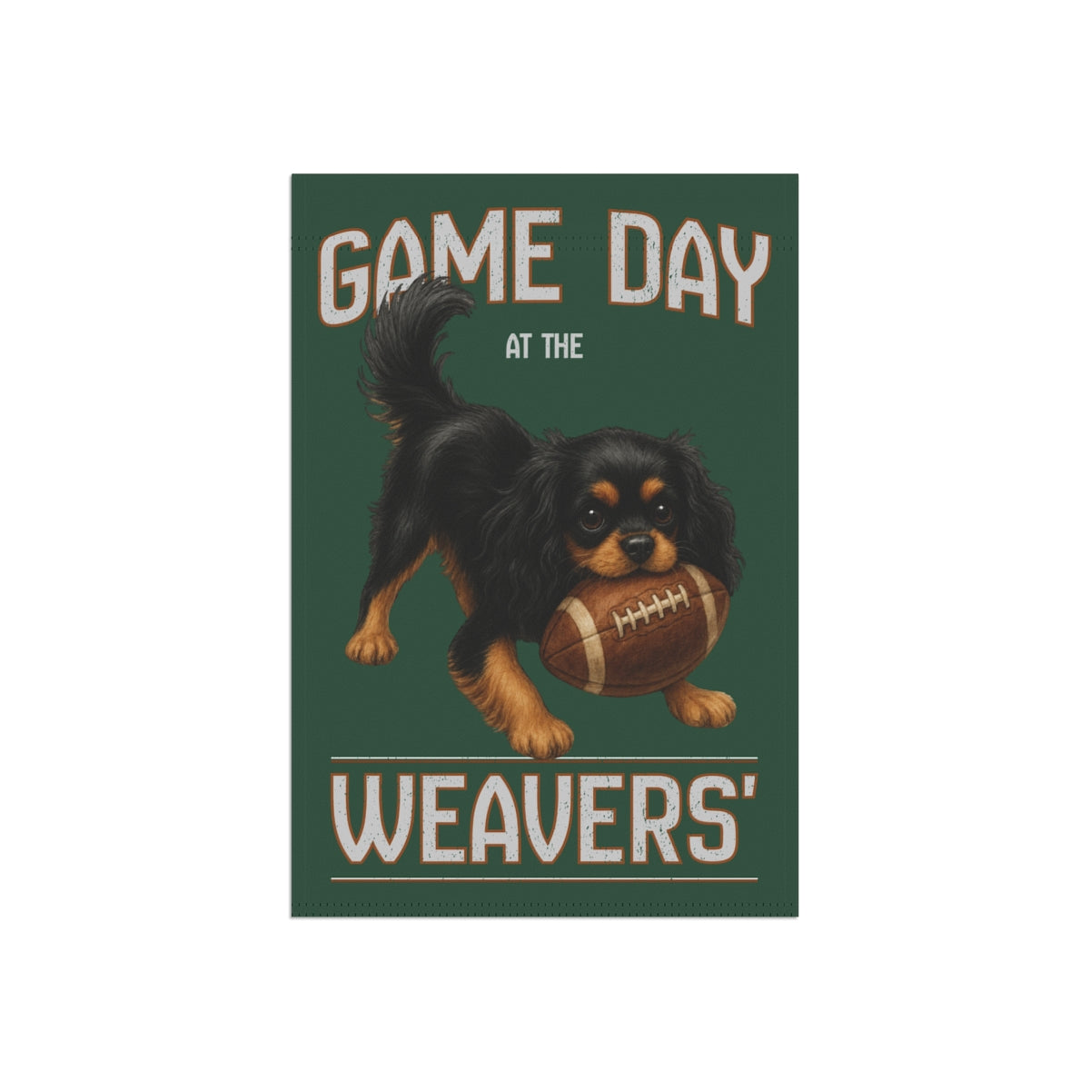 Personalized Black & Tan Cavalier Garden Flag, Game Day Football Yard Decor Gift