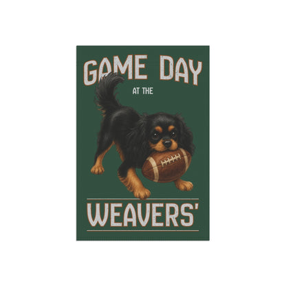 Personalized Black & Tan Cavalier Garden Flag, Game Day Football Yard Decor Gift
