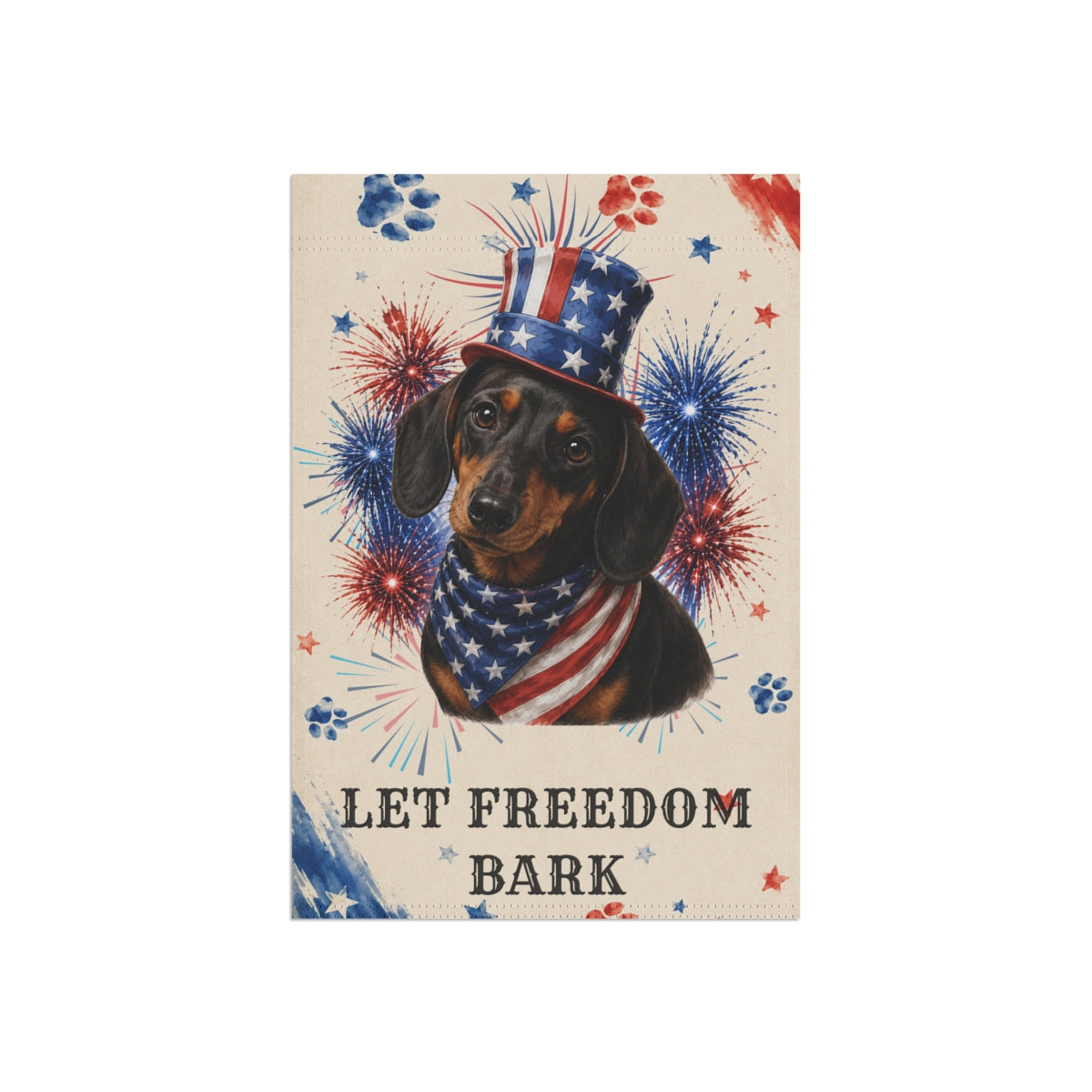 Patriotic Black and Tan Dachshund Garden Flag, Let Freedom Bark