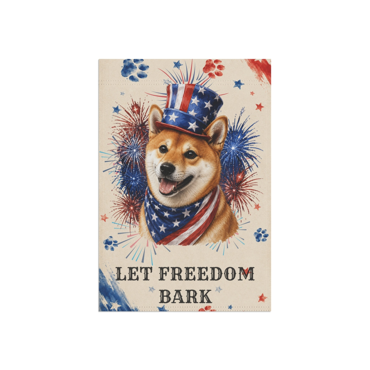 Patriotic Red Shiba Inu Garden Flag, Let Freedom Bark