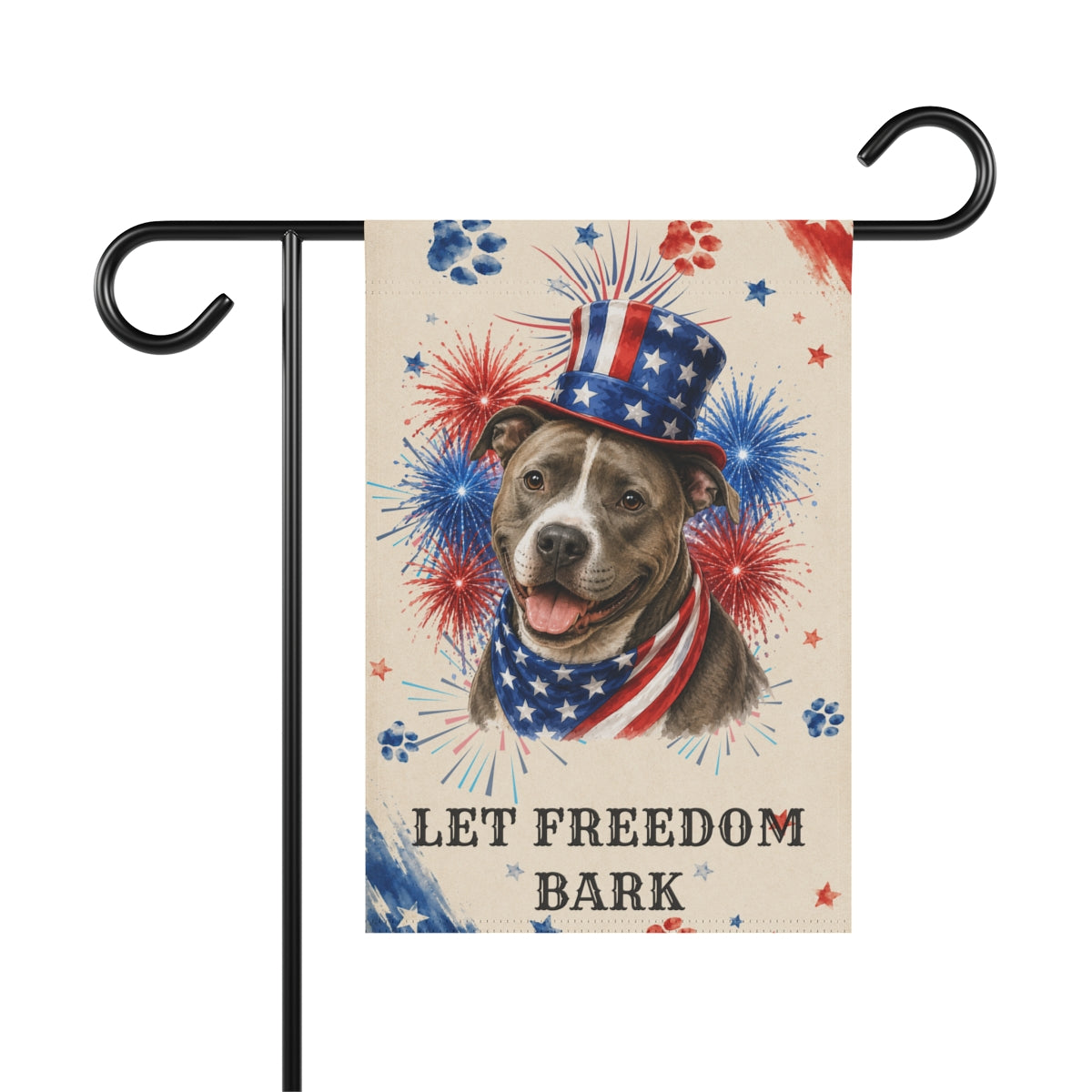 Patriotic Pitbull Garden Flag, Let Freedom Bark