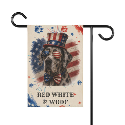 Patriotic Great Dane Garden Flag, Red White and Woof