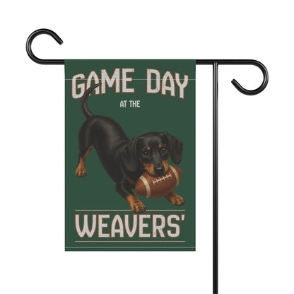 Personalized Black & Tan Dachshund Garden Flag, Game Day Football Yard Decor Gift