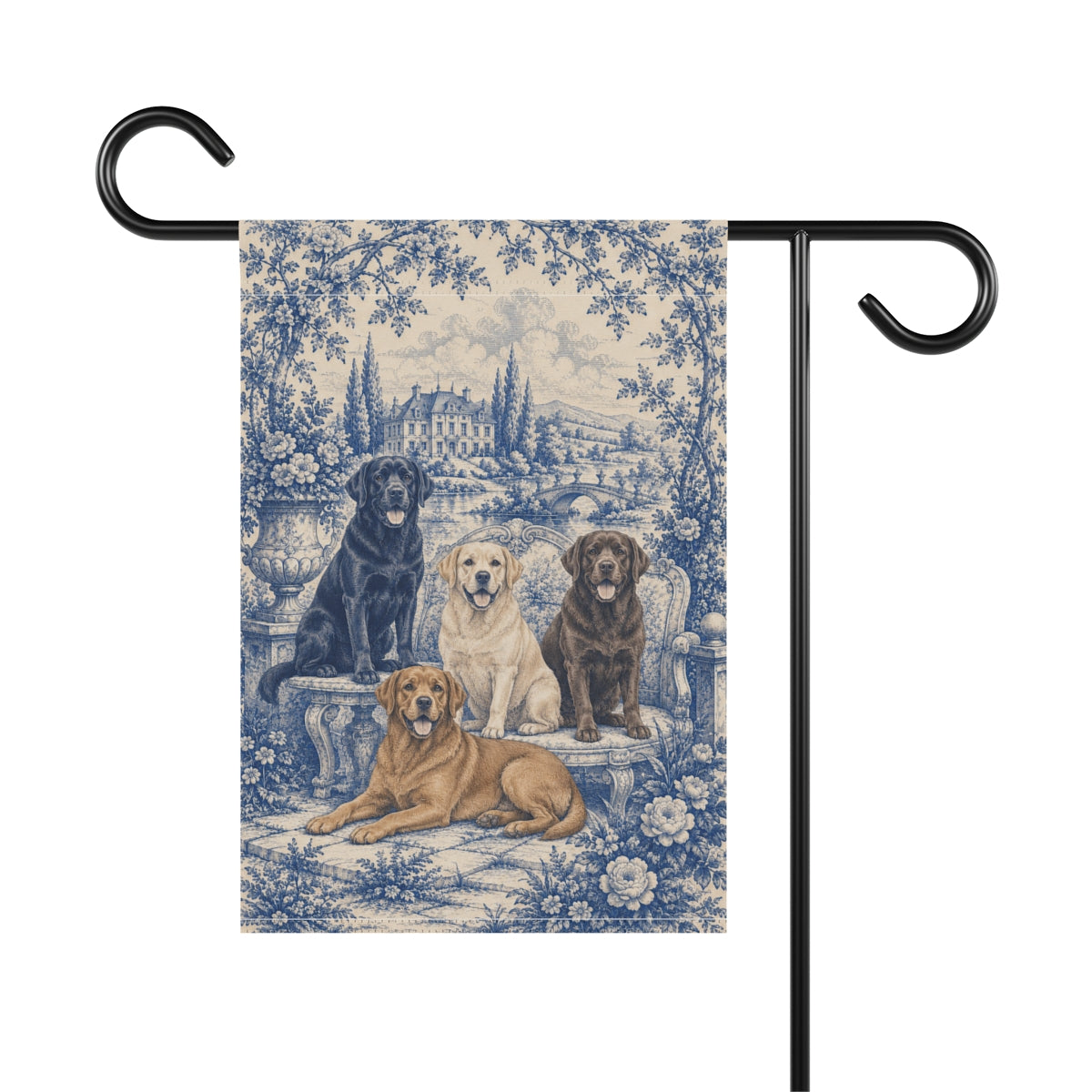 Labrador Retriever Garden Flag, Blue Toile Lab Yard Decor, Lab Mom Gift, Garden Banner