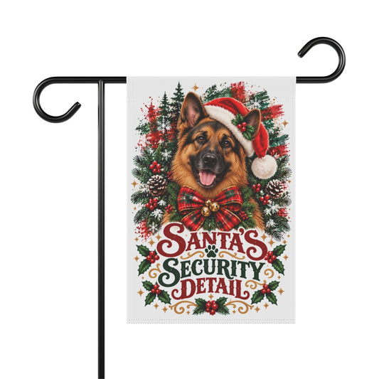 German Shepherd Christmas Garden Flag , Santa’s Security Detail